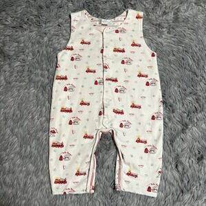 Kissy Kissy Tank Romper Fire Truck Rescue White Baby 6-9 Months Organic Cotton